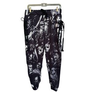 Halloween Horror Jogger Pants Womens Medium All Over Print Scary Movie
